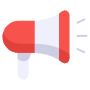 Red Megaphone Speaker Shout free icon for commercial use