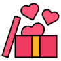 Romantic Gift Box And Pink Hearts free icon for commercial use