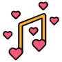 Romantic Music And Pink Hearts free icon for commercial use