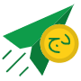 Send Money Algerian Dinar And Green Paper Plane free icon for commercial use