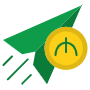 Send Money Azerbaijani Manat And Green Paper Plane free icon for commercial use