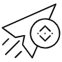 Send Money Binance Coin And Paper Plane Black Outline icon