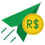 Send Money Brasilian Real And Green Paper Plane free icon for commercial use