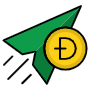 Send Money Dogecoin And Paper Plane free icon for commercial use
