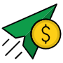 Send Money Dollar And Paper Plane free icon for commercial use