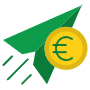 Send Money Euro Green Paper Plane free icon for commercial use