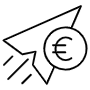 Send Money Euro Paper Plane Black Outline free icon for commercial use