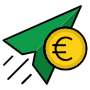 Send Money Euro Paper Plane free icon for commercial use