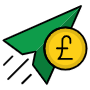 Send Money Pound And Paper Plane free icon for commercial use