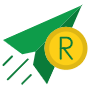 Send Money South African Rand And Green Paper Plane free icon for commercial use