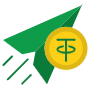 Send Money Tether And Green Paper Plane icon