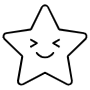 Smiling Happy Cute Cartoon Star Emoji Black Outline icon