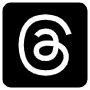 Threads App Black Square Transparent Logo icon