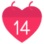 Valentines Day February 14 Red Heart Calendar free icon for commercial use