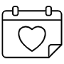 Valentines Day Heart Calendar Black Outline free icon for commercial use