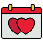 Valentines Day Red Two Hearts Calendar free icon for commercial use