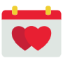Valentines Day Red Two Hearts Calendar free icon for commercial use