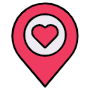 Wedding Location Placeholder And Pink Heart icon