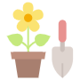 Yellow Flower And Trowel icon