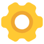 Yellow Settings Gear Factory free icon for commercial use
