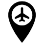 Airport Location Pin Black And White icon