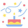 Birthday Party Cake Candle Confetti icon