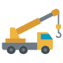 Crane Construction Truck Yellow free icon for commercial use
