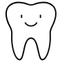 Cute Tooth Happy Healthy Black Outline icon