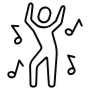 Dance Party Black Outline free icon for commercial use