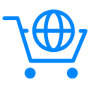 Ecommerce Global Blue Outline Cart free icon for commercial use