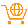 Ecommerce Global Orange Outline Cart free icon for commercial use