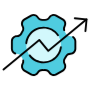 Efficiency Growth Gear Up Arrow free icon for commercial use