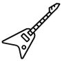Electric Guitar Rock And Roll Black Outline free icon for commercial use