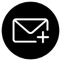 Email Add Black White Circle Round free icon for commercial use