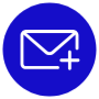 Email Add Dark Blue Circle Round free icon for commercial use
