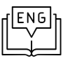 English Language Learning Book Black Outline icon