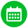 Green Calendar Round Circle free icon for commercial use