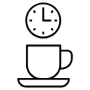 Break Time Clock And Mug Black Outline free icon for commercial use