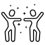 Dancing People Group Black Outline icon