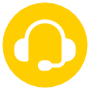 Headset Yellow Round Circle Customer Service free icon for commercial use