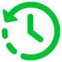 History Timer Clock Green Outline icon
