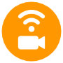 Live Stream Camera Orange Circle Round free icon for commercial use