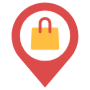 Shopping Bag Store Location Address Pin Red free icon for commercial use