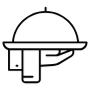 Waitress Service Food Tray Black Outline icon