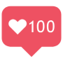 Instagram Like 100 Hearts free icon for commercial use