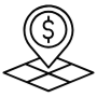 Land Sale Location Dollar Black Outline free icon for commercial use