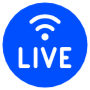 Live Streaming Blue Circle Round free icon for commercial use