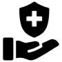 Medical Insurance Black Hand Shield free icon for commercial use
