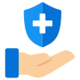 Medical Insurance Hand Blue Shield free icon for commercial use