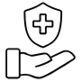 Medical Insurance Hand Shield Black Outline free icon for commercial use